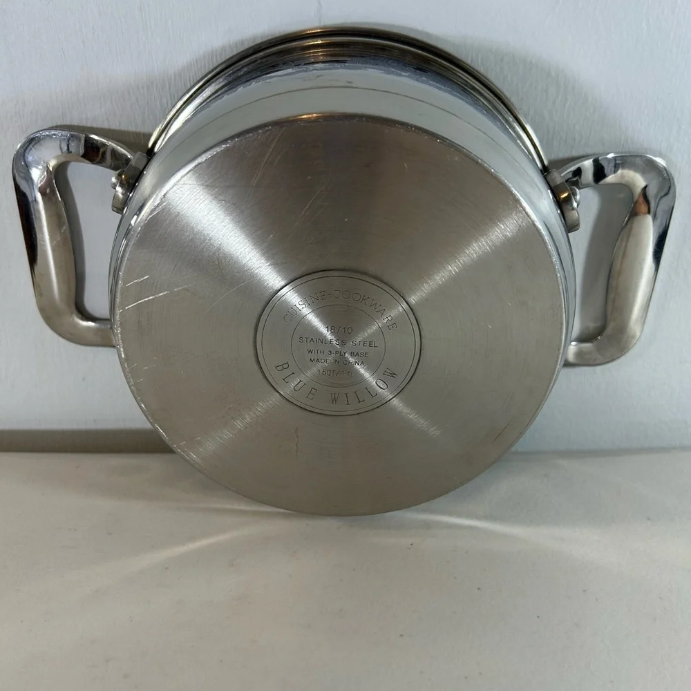 Vintage Blue willow stainless steel 1.5 quart pot